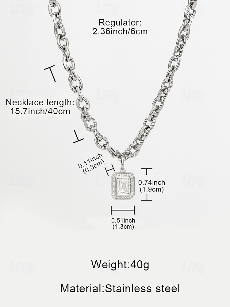 Heren kerst titanium stalen ketting met rechthoekige hanger, modieuze ketting sieraden voor feestdagen en cadeaus 2026 - $11.99 –P8