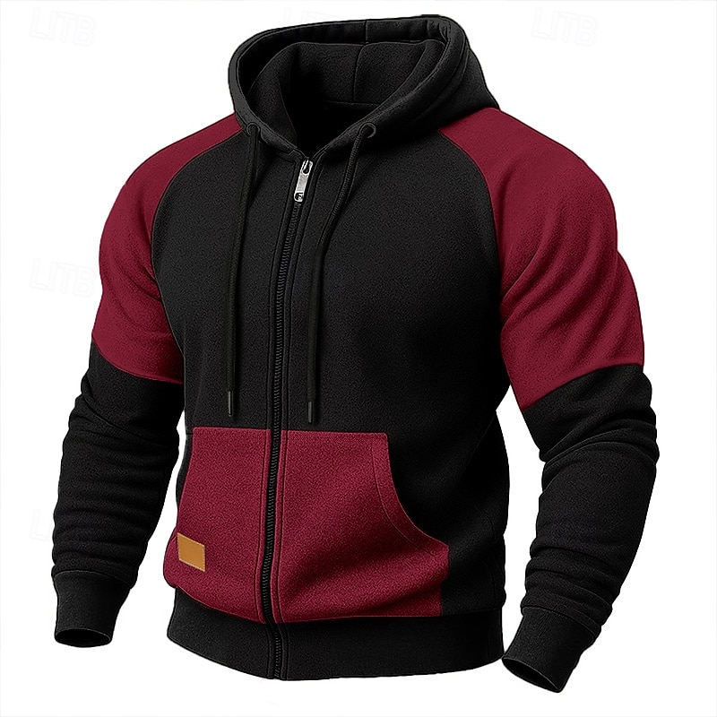 Voor heren Trui met capuchon Hoodie met volledige rits Fleece hoodie Tactische capuchon blauw Khaki Rood Bruin Groen Capuchon Effen Vetoketju Casual Dagelijks Sport & Outdoor Katoen Polyester 2026 - $28.99 –P5