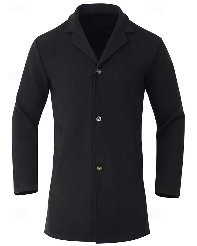 Herre Ytterfrakk Trenchcoat Lang trenchcoat Feriereise Daglig Høst Vinter Polyester Vindtett Yttertøy Klær Mote Klassisk عادي Lomme Knaphul Enkeltkneppet 2026 - $36.99 –P9