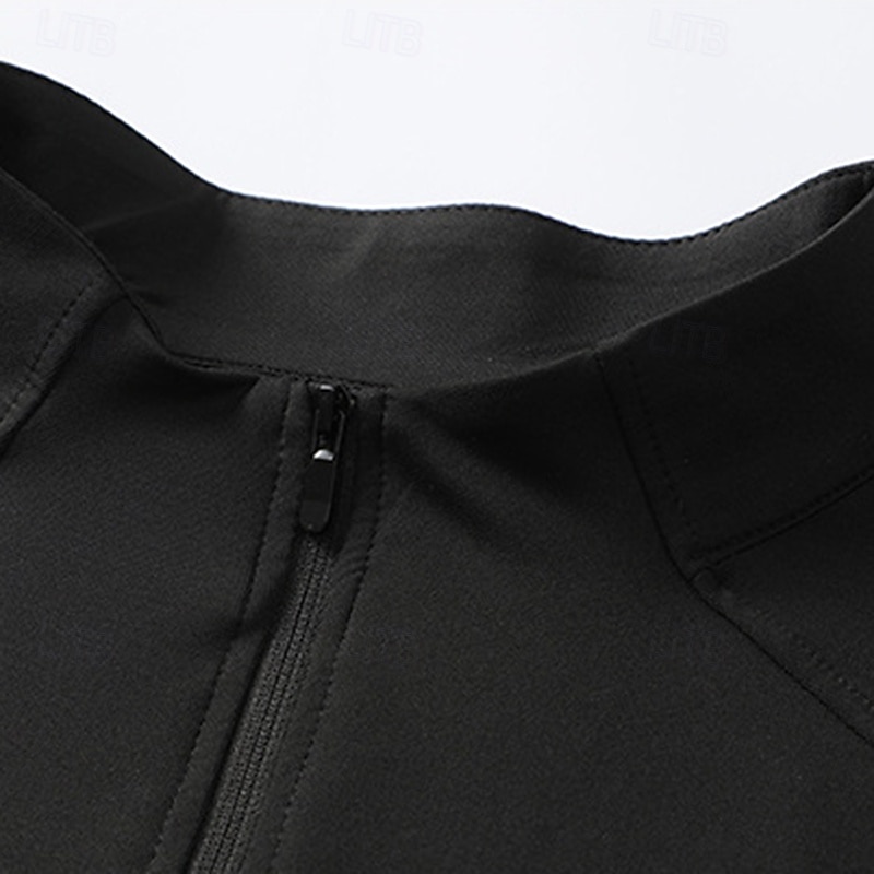 Ανδρικά Μονόχρωμο Tricou de Alergat Πουκάμισο γυμναστικής Αθλητική κορυφή Φθινόπωρο / Χειμώνας Τρίμηνο φερμουάρ Μακρυμάνικο Ένδυση γυμναστικής και άθλησης Moale Αναπνέει 2026 - $27.99 –P9