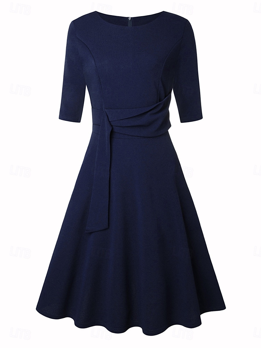 Per donna Mini Abito Abito a trapezio Elegante Festa cocktail All'aperto Feste Ospite di nozze Vestibilità regolare Grafico Mezza Manica Girocollo Blu marino Verde del 2026 a $39.99 –P2