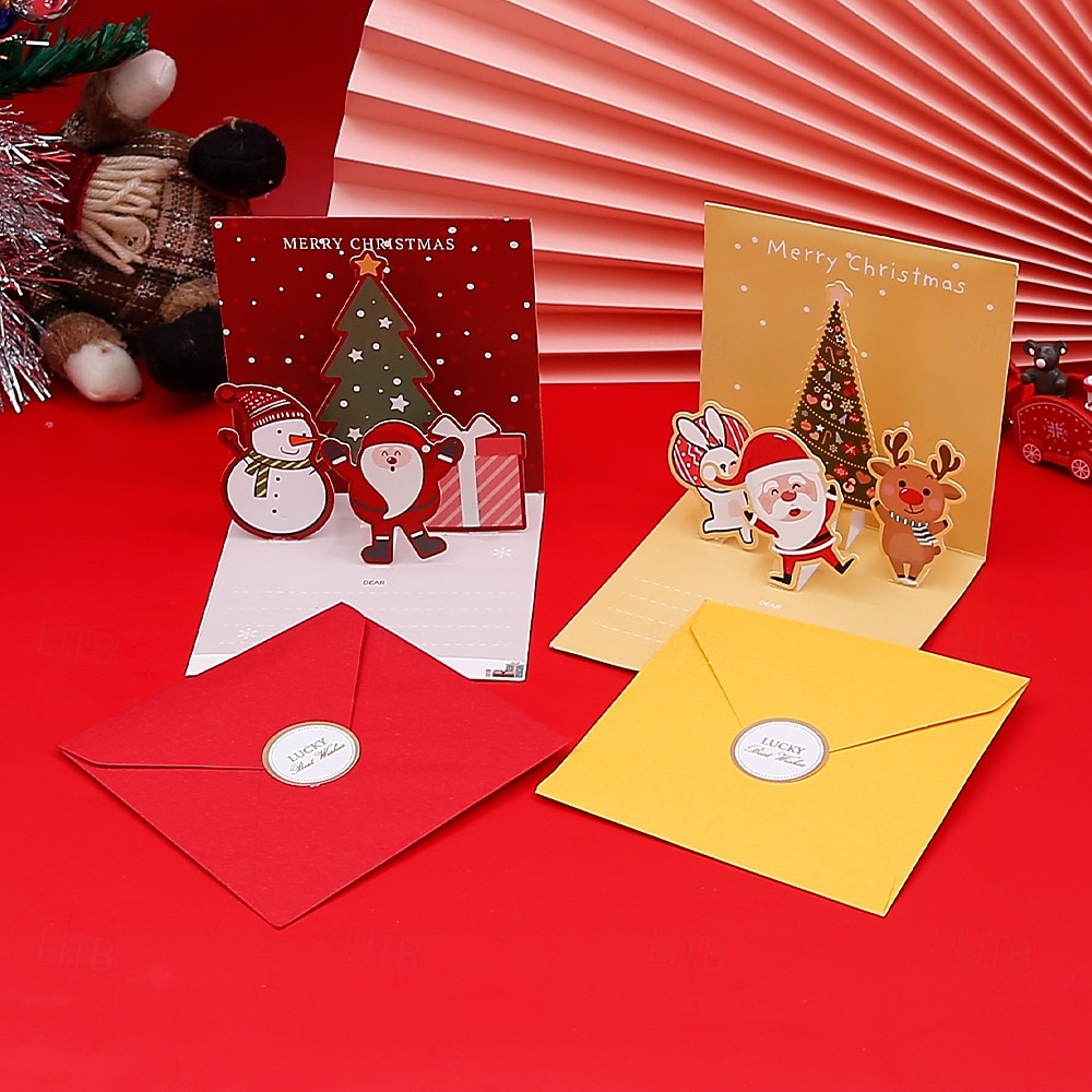 6 db-os 3D-s karácsonyi üdvözlőkártya-készlet, kreatív ünnepi kártyák szentestei üzenetekhez, összecsukható ünnepi kártyakészlet, tökéletes ajándéknak és ünnepi üdvözlőlapnak 2025 - $13.99 –P2