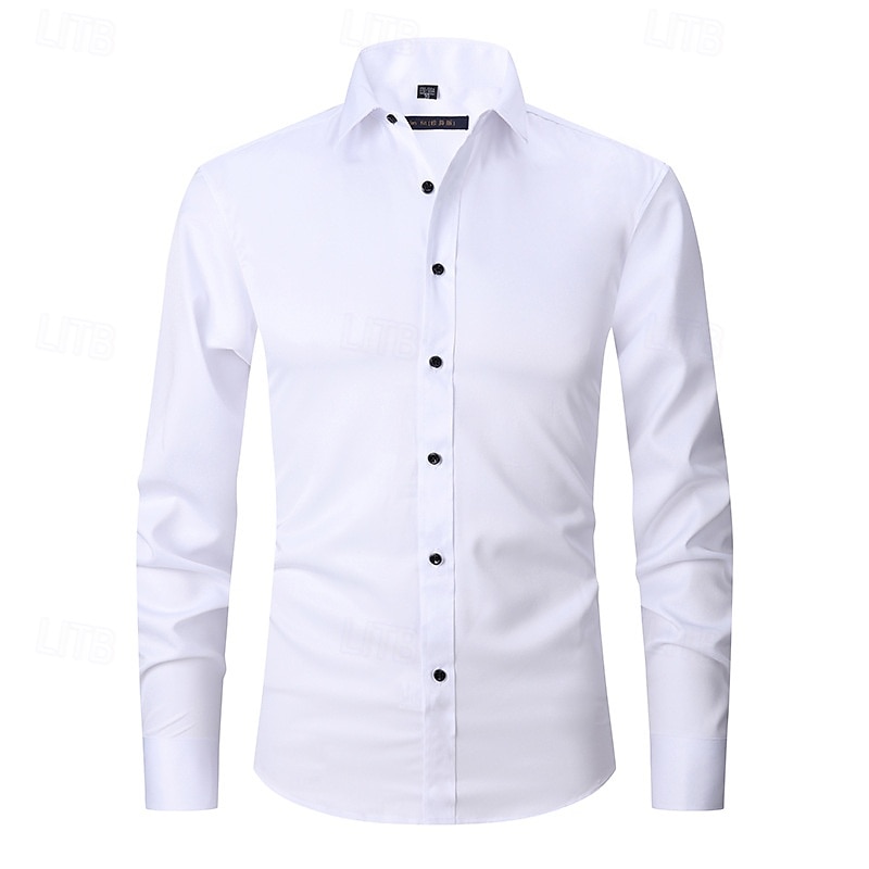 Homens Camisa Social Saia Camisa não de ferro Camisas de smoking Tecido Formal Casamento Preto Branco Rosa Vinho Manga Longa Lapela Primavera & Outono Todas as Estações Roupa de 2025 por $20.99 –P5