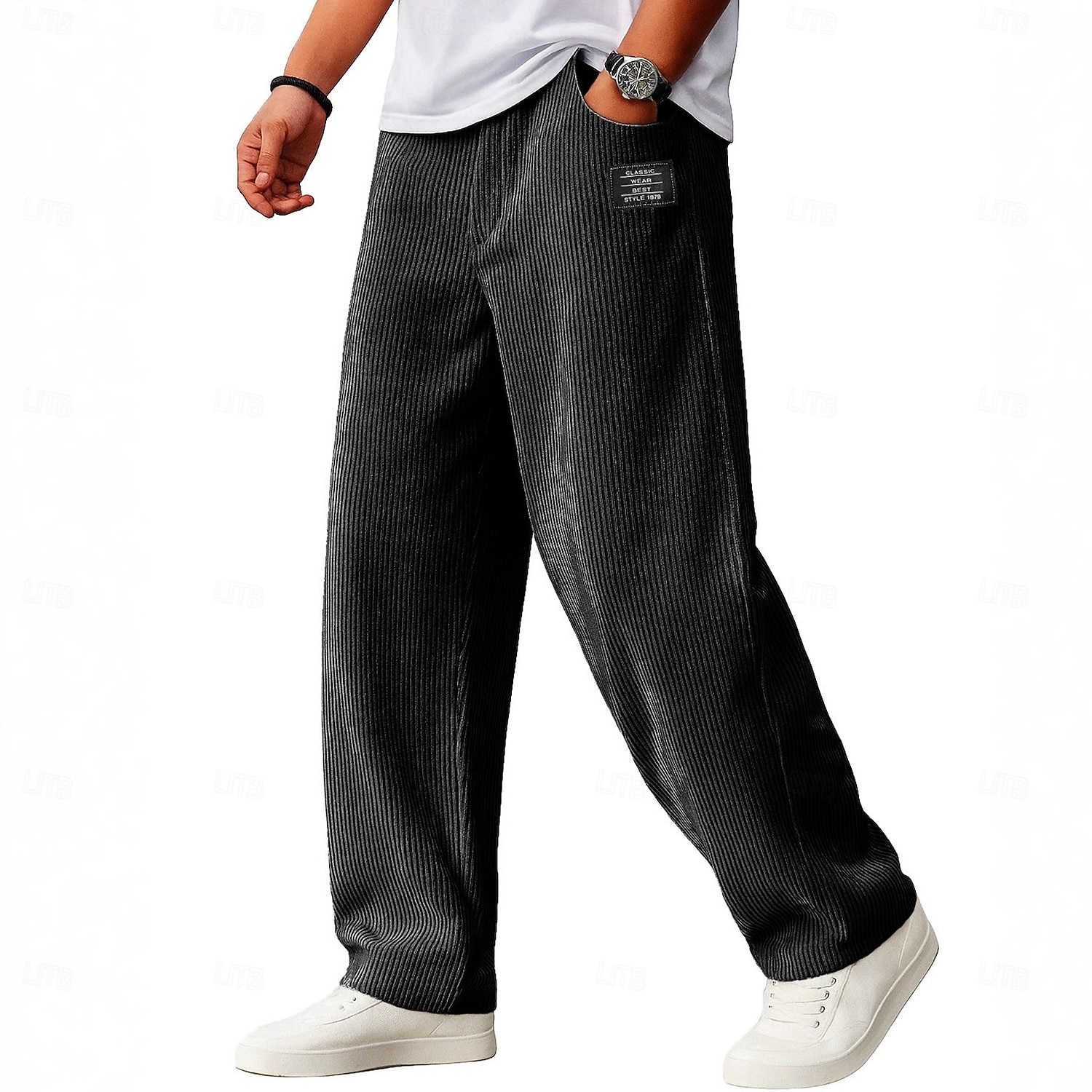 Homme Pantalons Pantalon en velours côtelé Pantalons Amples Pantalon de survêtement droit Cordon de serrage Taille Élastique Couleur Unie Confort Longueur complète Quotidien Extérieur Vêtements de rue de 2026 ? $22.99 –P1