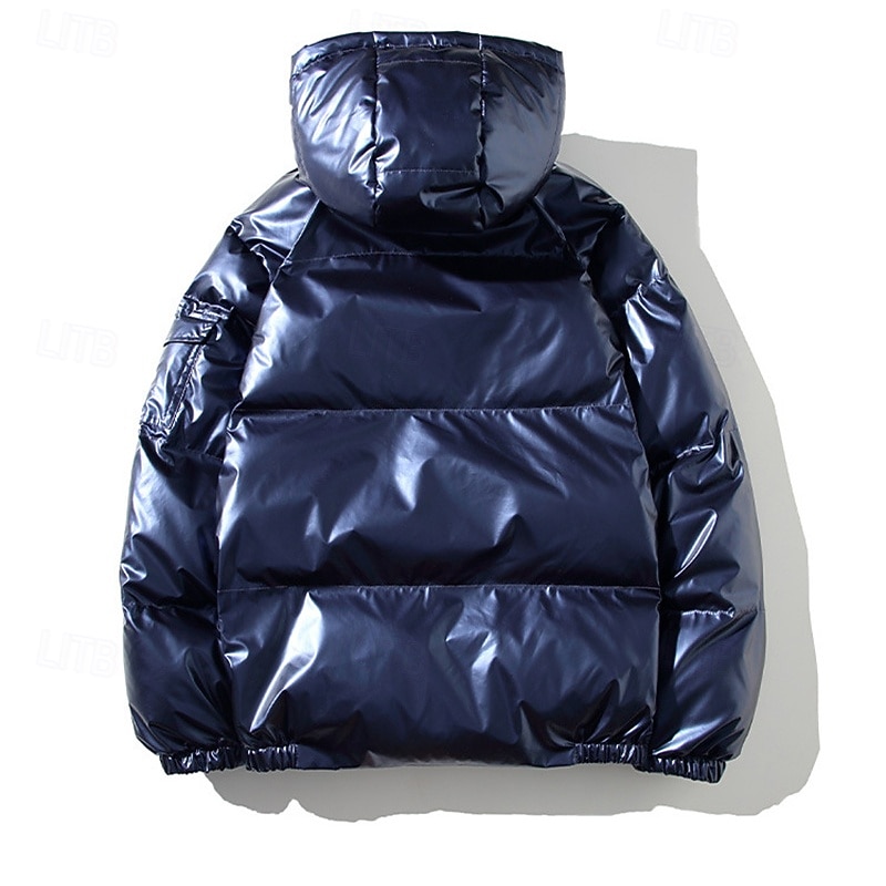 Homme Manteau d'Hiver Doudoune Veste Matelassée Avec Poches Polyester Vacances Tenue quotidienne Date Régulier Mode Occasionnel Confortable Chaleur Thermique Hiver Couleur Unie / Unie Argent Noir de 2026 ? $47.99 –P3