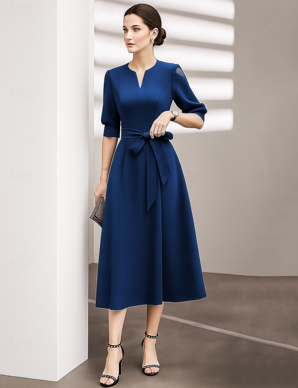 A-Linja Tee Pituuden Juhlapuku Kokkarepuku Häätvierasasu Morsiamen Äidin Puku Puolihihna V-kaulaosa Elegantti Vintage Juhla Rypytyksillä 2026 - $89.99 –P5