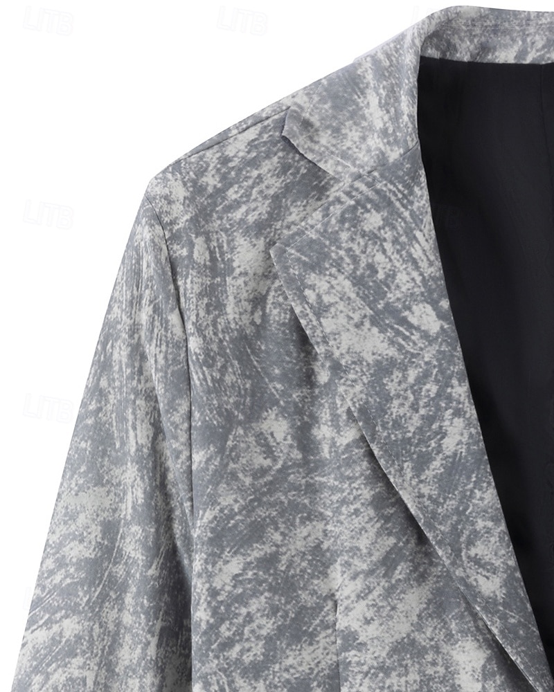 Men's Blazer Business Cocktail Party Wedding Party Fashion Casual Spring Fall Polyester Graphic Prints Pocket Buttons Comfortable Single Breasted Blazer Gray 2026 - $39.99 –P5