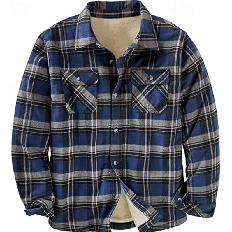 Bărbați Plisat Cămașă de flanel Cămașă peste Manșon Lung Cămașă Răsfrânt Stradă Zilnic Imprimeu Galben Deschis Roșu+Gri+Negru Negru + Gri închis + Albastru bleumarin Albastru piscină Portocaliu Buton 2025 - $28.99 –P8