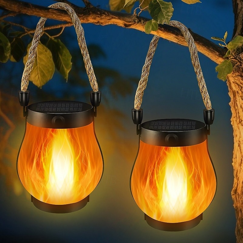 Solarna lampa LED w kształcie płomienia wisząca latarnia zewnętrzna wodoodporna lampa ogrodowa do dekoracji podwórka na przyjęcia 2026 - $35.99 –P1