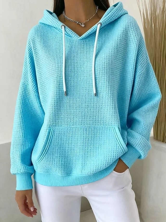 Women's Pullover Hoodie Sweatshirt Pocket Plain Casual Long Sleeve Hooded Regular Tops Blue Black White Pink Fuchsia Spring Fall Winter 2026 - $31.99 –P4