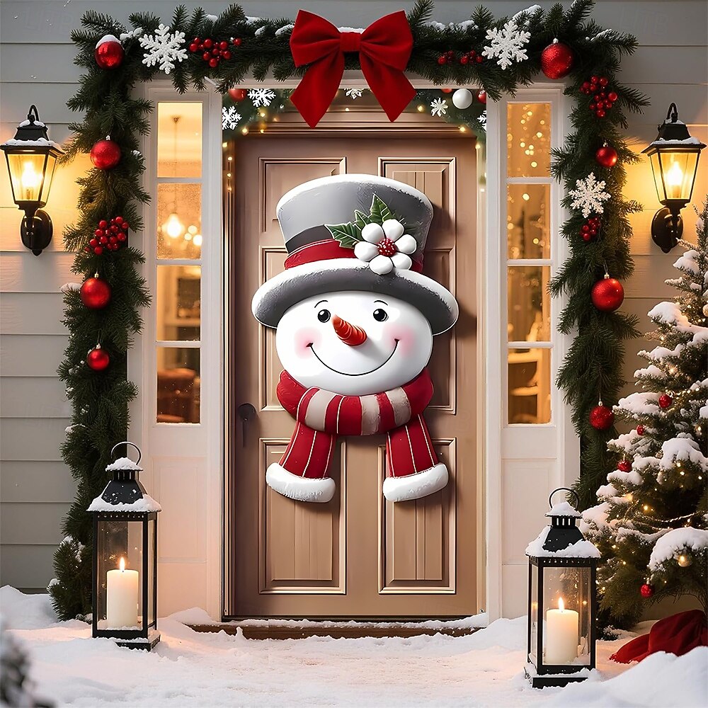 Jul Affischer Dörrskydd Utomhus banderoller Snögubbe Strumpbyxor söt stil 3D Fest Studentboende Tonårsrum Killar Man Cave Frat Sovrum Bakgrundsfotografering Ytterdörr Heminredning 2026 - $19.99 –P15