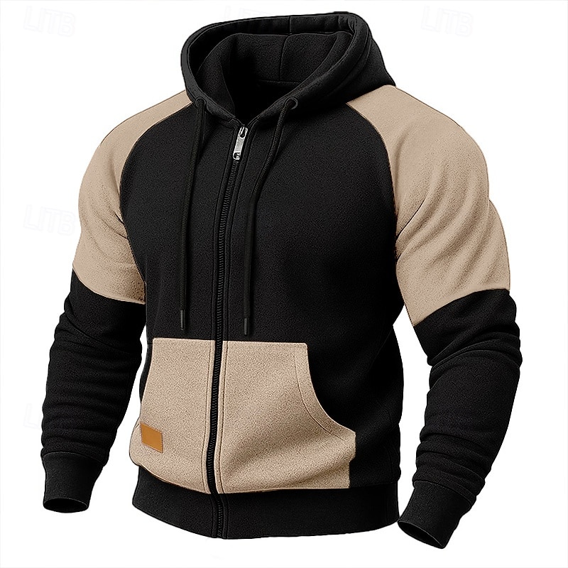Voor heren Trui met capuchon Hoodie met volledige rits Fleece hoodie Tactische capuchon blauw Khaki Rood Bruin Groen Capuchon Effen Vetoketju Casual Dagelijks Sport & Outdoor Katoen Polyester 2026 - $28.99 –P4