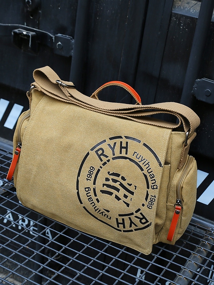 Pánská plátěná taška přes rameno s velkou kapacitou, vintage crossbody brašna na notebook, knihy a cestování 2026 - $42.99 –P4