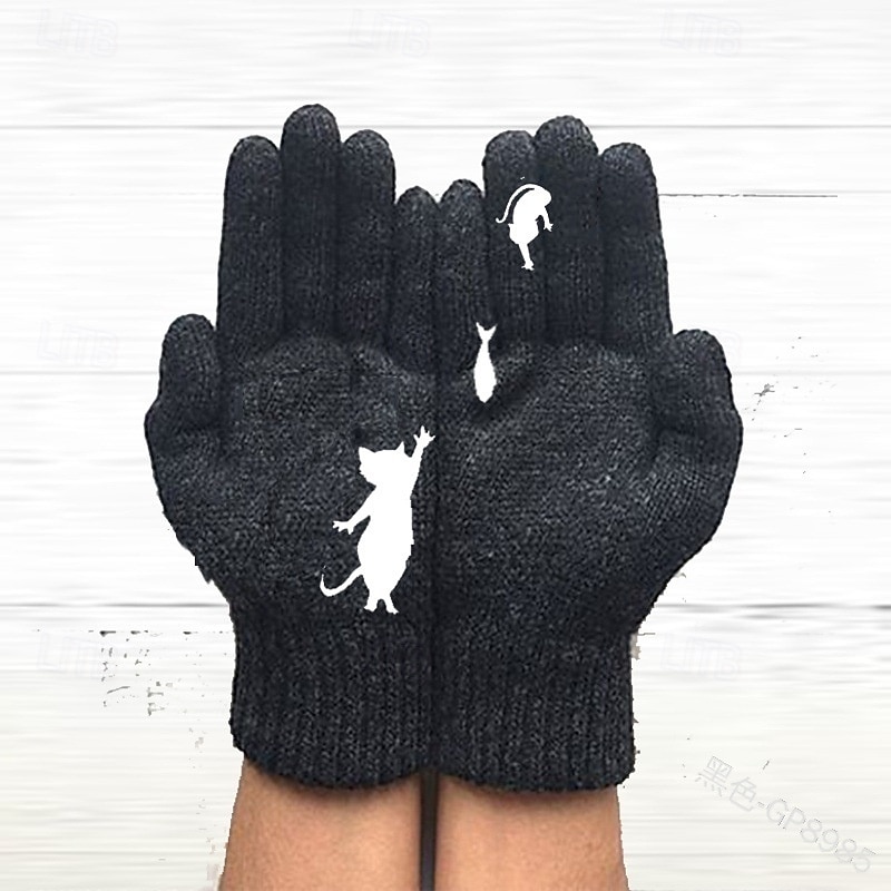 Mulheres 1 par Ponta dos Dedos / Luvas de Inverno / luvas de malha Roupa de rua / Ao ar livre Luvas - Imprimir Dedo Total / Imprimir de 2026 por $18.49 –P2