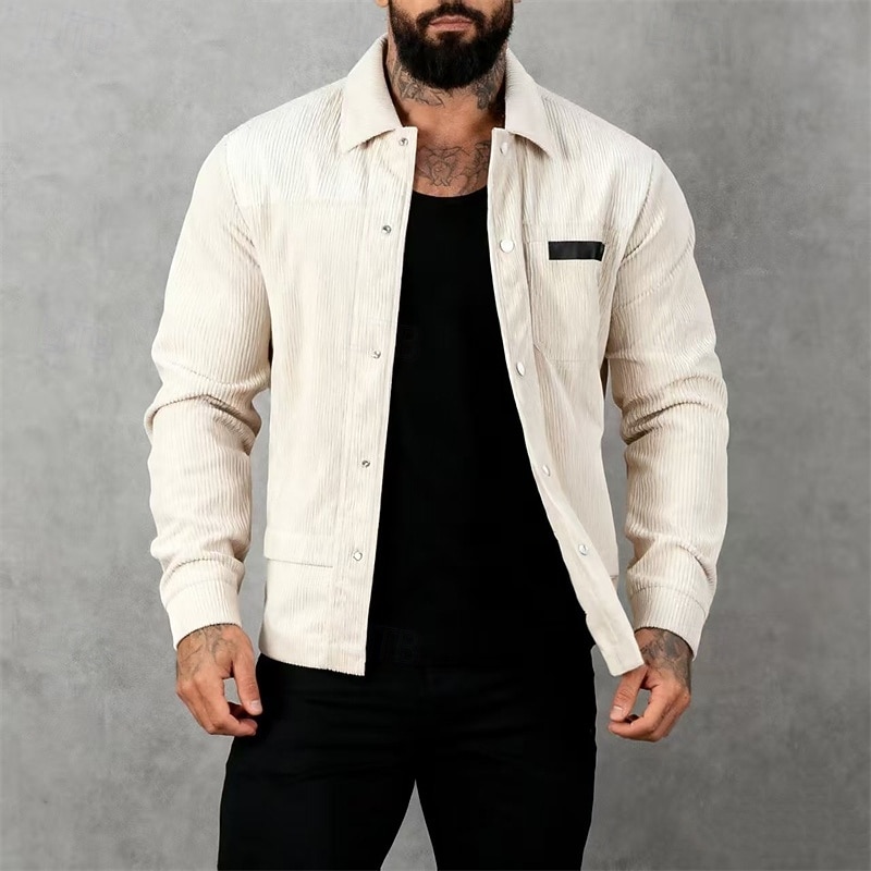 Per uomo Giacca Leggera Giacca in Velluto a Coste Giacca Cargo Giacca Casual Vacanza Quotidiano Traspirante Tasca Primavera Autunno Semplice Moda Classico Bavero Regolare Nero Cachi Grigio Giacca del 2026 a $30.99 –P1