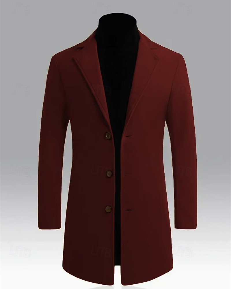Pánské Kabát Trenčkot Dlouhý trenčkot Dovolená Denní Podzim Zima Polyester Větruvzdorné Zahřívací Svrchní oděvy Oblečení Módní Klasické Bez vzoru Kapsy Klopa Jednořadové sako s jedním knoflíkem 2025 - $36.99 –P13