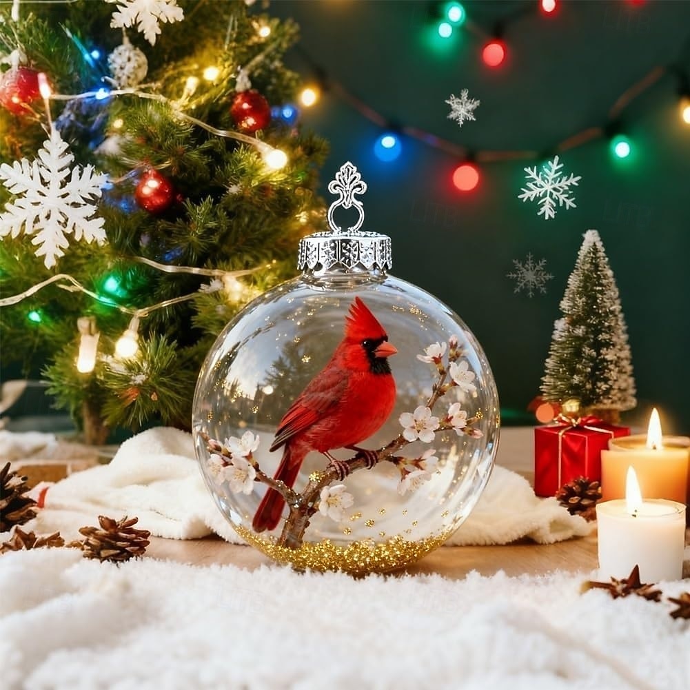 Ornements transparents d'oiseaux de la nature, décorations de sapin de Noël avec cardinal, boules de Noël en plastique transparent, décorations de fêtes, décorations intérieures et extérieures pour sapin de Noël, cadeaux commémoratifs de 2025 ? $9.99 –P7