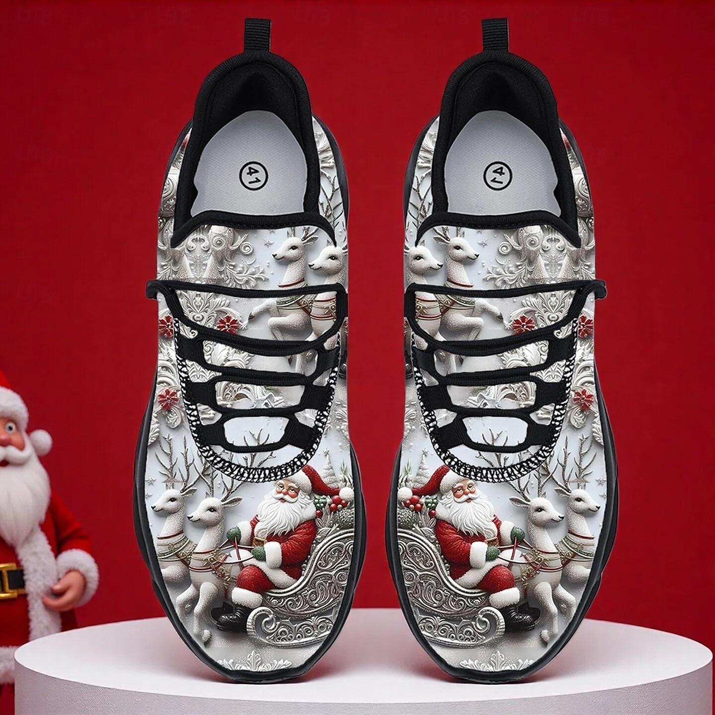 Herrsneakers med renskinn – roliga och festliga, bekväma sneakers för avslappnade utflykter och julfirande 2026 - $34.99 –P1