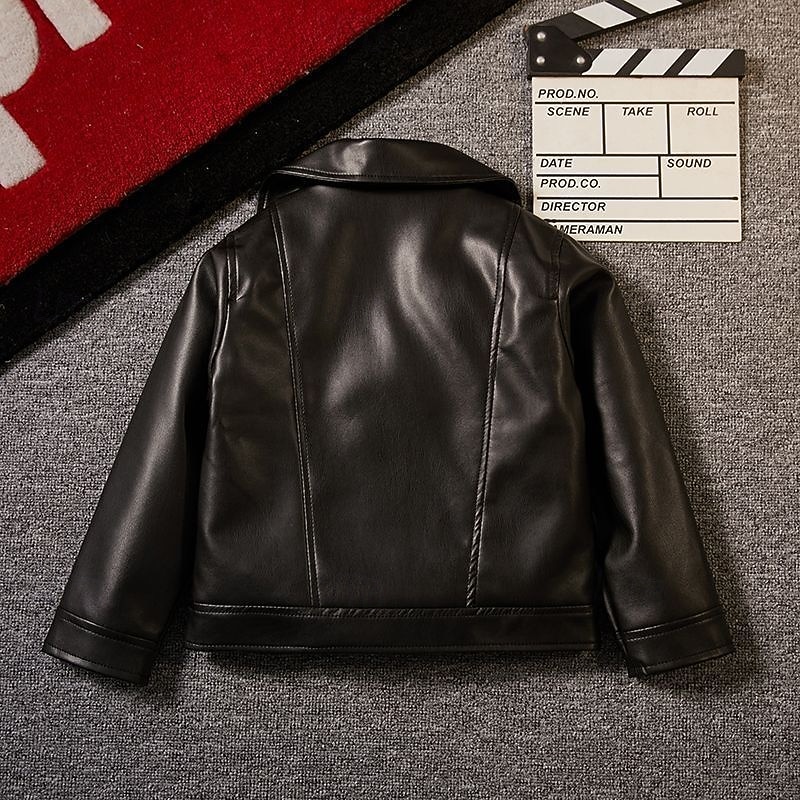 Bambini Ragazzi Giacca in pelle nera Giacca di pelle Capispalla Semplice Manica Lunga Con zip Impermeabile Antivento Cappotto Quotidiano Moda Casual Nero Primavera Autunno 4-12 Anni del 2026 a $28.99 –P2