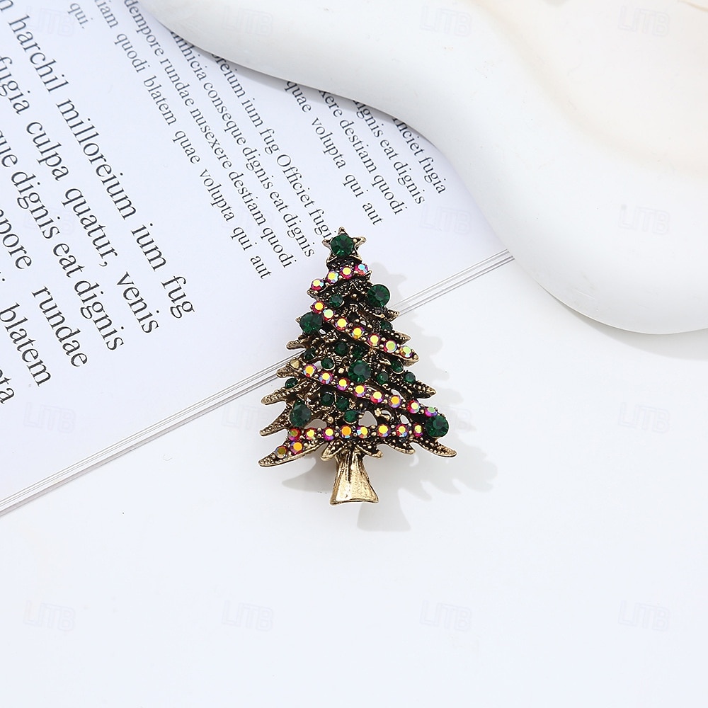 broche sapin de Noël – broche de Noël scintillante en cristal vert et arc-en-ciel pour femme de 2026 ? $7.99 –P5