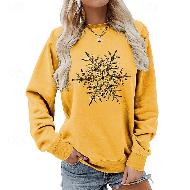 joulu Naisten Pusero Vapaa-ajan topit Pitkähihainen Topit Urheilu- ja treenivaatteet Kuvitettu Puuvilla Pehmeä Juhla Loma Urheiluasut Urheiluvaatteet Musta Valkoinen Keltainen 2025 - $25.99 –P6