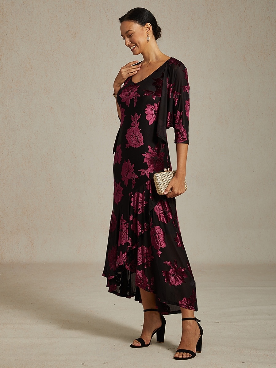 Damska welurowa sukienka maxi sukienka dopasowana sukienka trumpeta syrenka sukienka w literę A elegancka formalna impreza koktajlowa gość weselny wieczorna impreza regularny krój kwiatowy bez 2025 - $89.99 –P8