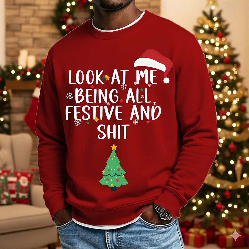 Новогодняя тематика Муж. Смешной Толстовка Круто Для вечеринки 3D Длинный рукав Вырез под горло Отпуск Для вечеринок Подарок Синий Черный Красный Зеленый Crewneck 3D Все сезоны Дизайнер S M L XL XXL 2025 - $26.99 –P1