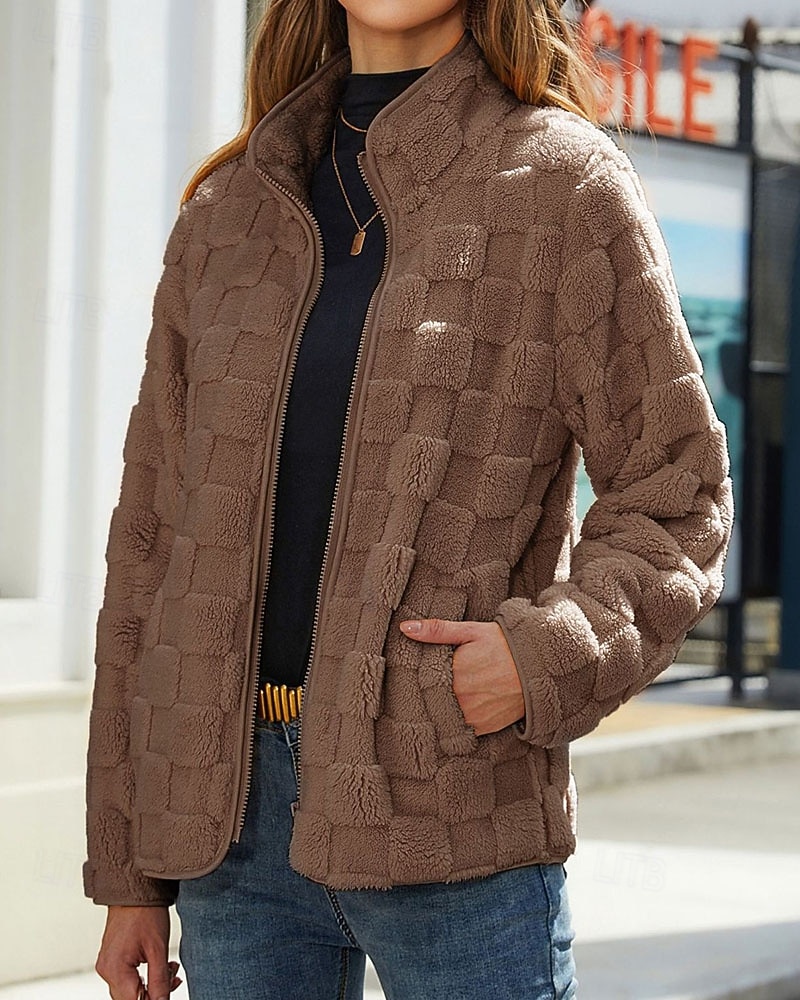 Per donna Cappotto Invernale Cappotto Teddy Caldo Confortevole Cerniera Tasca Casual Tinta unica Vacanza Streetwear Casuale Abbigliamento quotidiano Regolare Collo alla coreana Vestibilità regolare del 2026 a $43.99 –P3