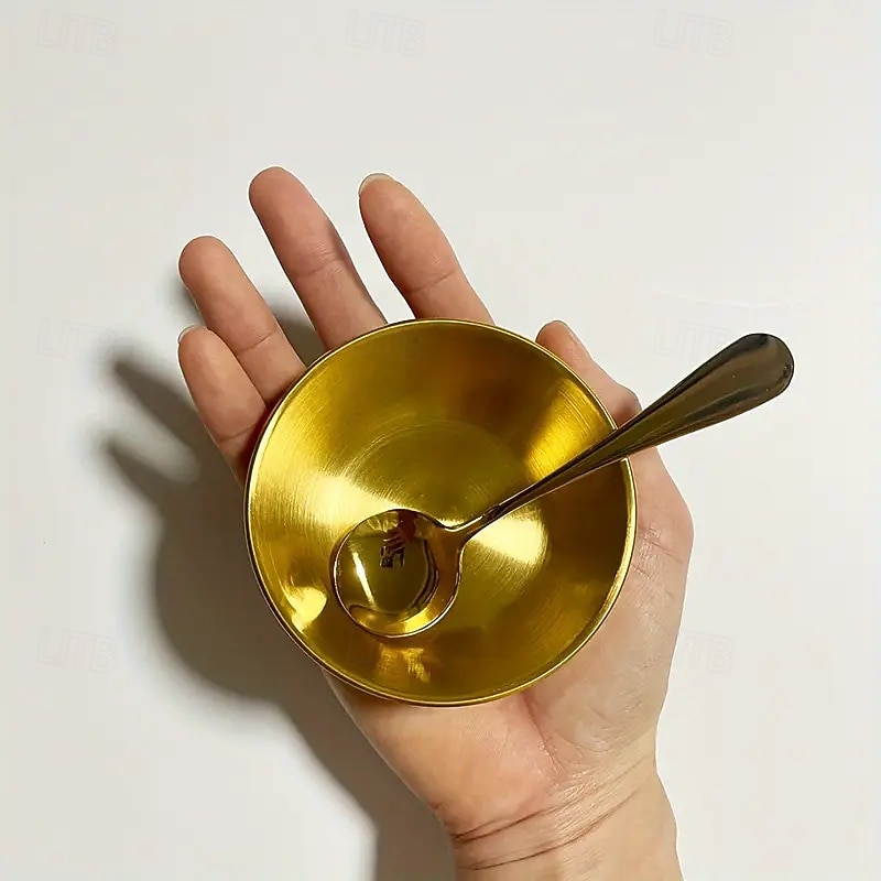 Set di 16 piatti rotondi in acciaio inox per salse, piatti dorati per salse, cucchiai dorati del 2025 a $29.99 –P3