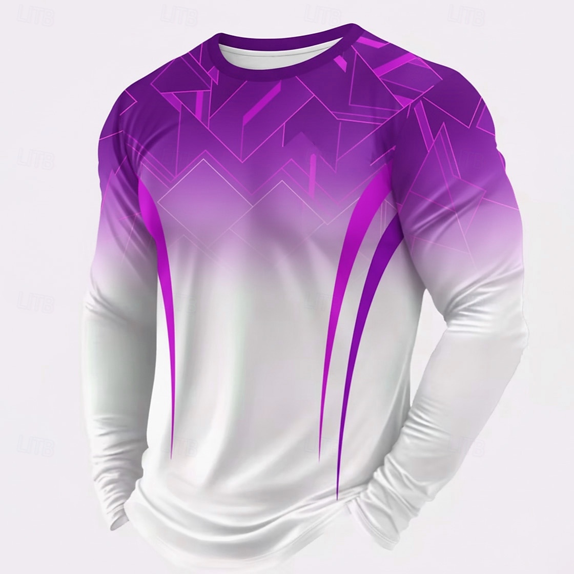 Herren Linie T Shirt Langarm T-Shirt 3D-Druck Rundhalsausschnitt Hemd Sport Täglich Fitnessstudio Straße Date Blau Rote Purpur Sommer Frühling Herbst Bekleidung S M L XL XXL XXXL 2026 - $23.99 –P3