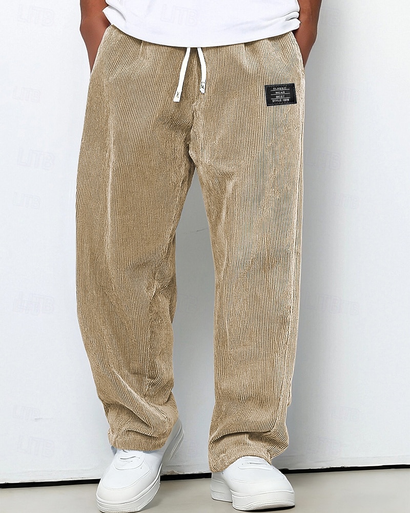 Férfi Melegítőnadrágok Nadrág Kordbársony Nadrág Zsinór Zseb Rugalmas derék Sima Mokaszinok Szabadtéri sport Napi Divat Alkalmi Medence Sötétbarna Mikroelasztikus 2026 - $26.99 –P4