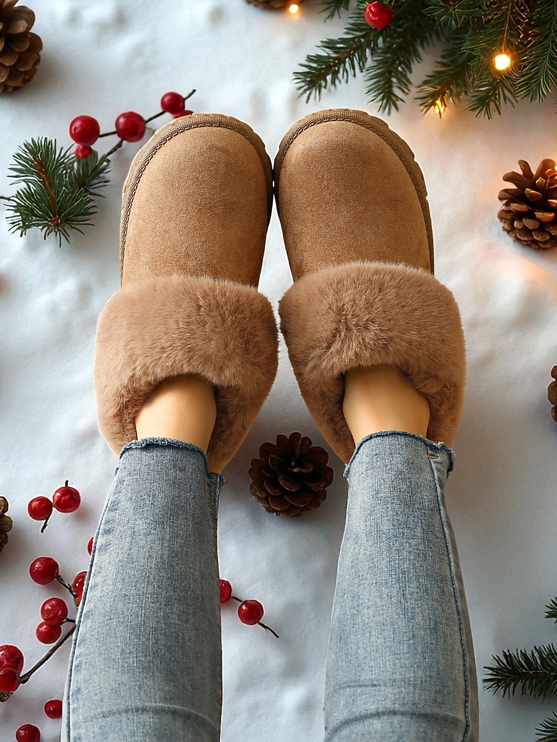 Botas de inverno femininas forradas com pele sintética e sola antiderrapante, botas quentes e aconchegantes para uso ao ar livre em climas frios de 2025 por $24.99 –P12