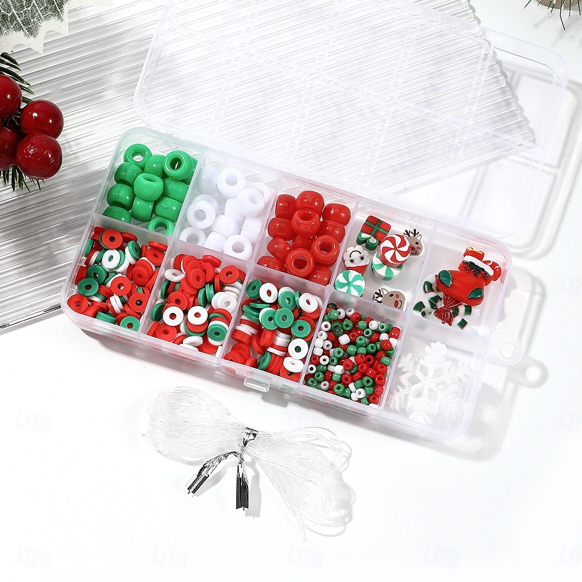 Contas de natal para fazer joias, pingentes de contas de argila para fazer pulseiras e colares, artesanato faça você mesmo, kit de contas de vidro para festas, acessórios de joias artesanais, presente de 2026 por $9.99 –P6