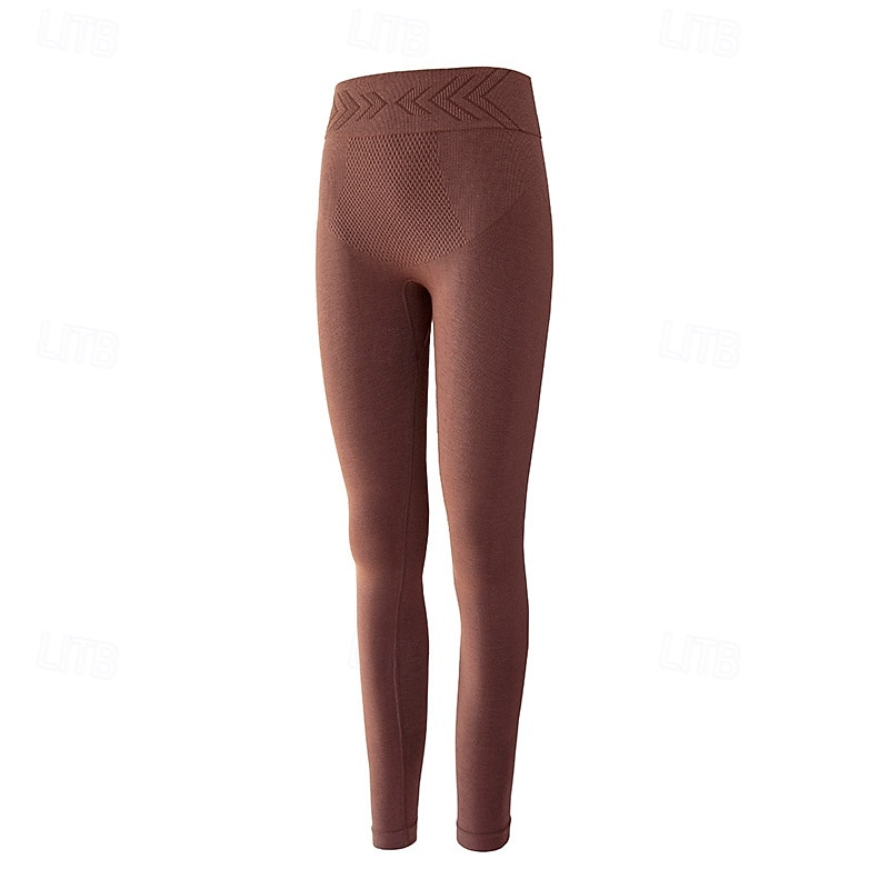 Women's Base Layer Bottom Thermal Underwear High Waist Outdoor Running Fitness Bottoms Solid Color Light Coffee Black Red Winter Sports Activewear 2026 - $15.49 –P5