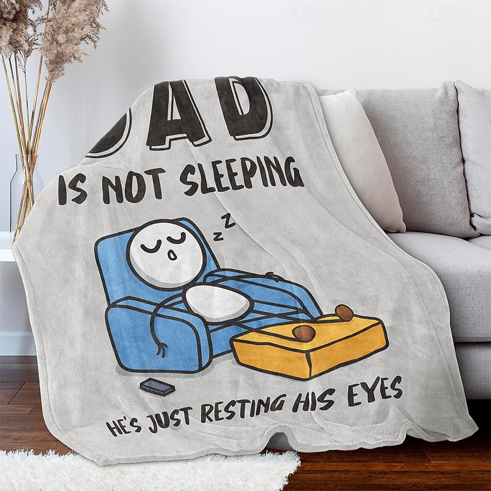 Día del padre Manta Mantas de vellón Manta para sofá Regalo papá 3D Gracioso Humorístico Sofá Cama Manta decorativa Manta cálida Decoración del hogar 2026 - $19.49 –P2