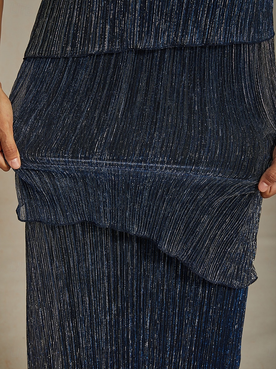 Női Midi ruha Váltó ruha Rakott ruha Halter ruha Elegáns Buli Előírásos Parti Esküvői vendég Koktélparty Normál Tömör szín Ujjatlan Terített nyak Sötétkék Nyár Tavasz Ősz Tél 2025 - $141.99 –P5