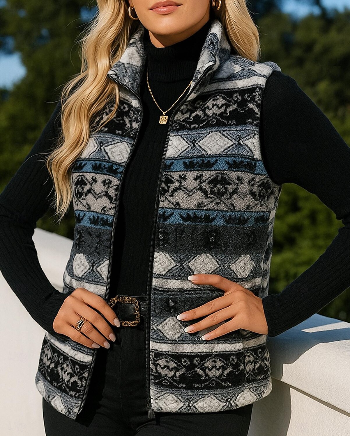 Per donna Grafico Cappotto invernale Gilet invernale Gilet in pile polare Autunno / Inverno Senza Maniche Athleisure Antivento Caldo Escursionismo Corsa Viaggio Vacanze Nero Grigio abbigliamento del 2026 a $31.99 –P4