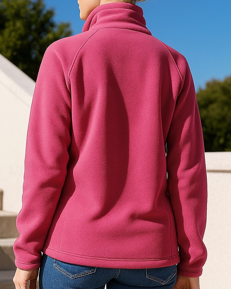 Women's Solid Colored Winter Coat Full Zip Jacket Polar Fleece Jacket Fall / Winter with Pockets Long Sleeve Athleisure Windproof Warm Hiking Running Travel Vacation Blue Black White Sportswear 2026 - $38.99 –P2