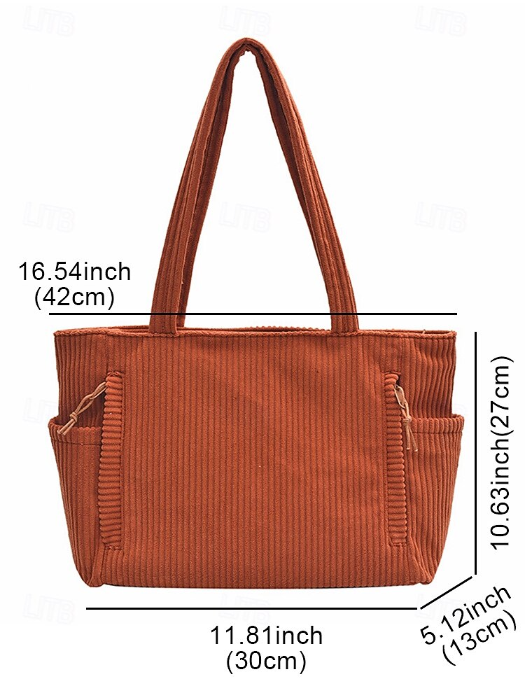 Women's Corduroy Tote Bag, Large Capacity Casual Vintage Shoulder Handbag, Lightweight Shopping Travel Work Purse for Ladies 2026 - $18.99 –P10
