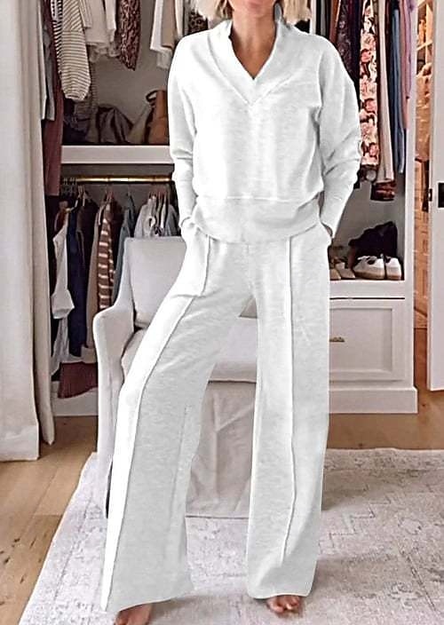 Femmes Chemise manche longue Col en V Uni Élégant ancien Sports Occasionnel Quotidien Extérieur Bleu Noir Blanche Printemps Coupe Ample de 2026 ? $33.99 –P4