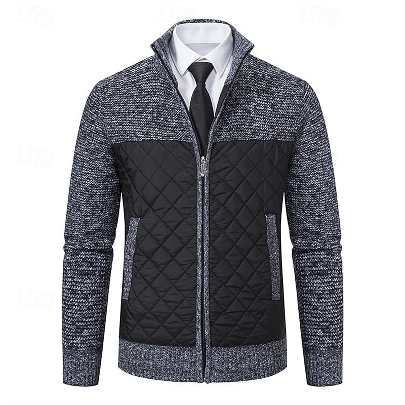 Męskie Sweter Rozpinany Przycięty sweter Sweter z zamkiem Sweter z dzianiny Prążkowany Robić na drutach Zwykłe topy Niejednolita całość Kieszeń Równina Kołnierz stawiany Moda Klasyczny Urlop Dzienne 2025 - $35.99 –P4