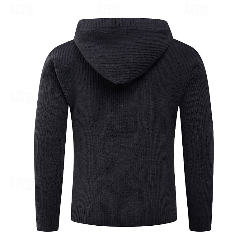 Herren Pullover Strickpullover Gerippt Stricken Normale Oberteile Knöpfe Gestrickt Einfach Mit Kapuze Mode Basic Urlaub Alltagskleidung Bekleidung Herbst Winter Schwarz Hellgrau S M L 2026 - QAR 185.61 –P9