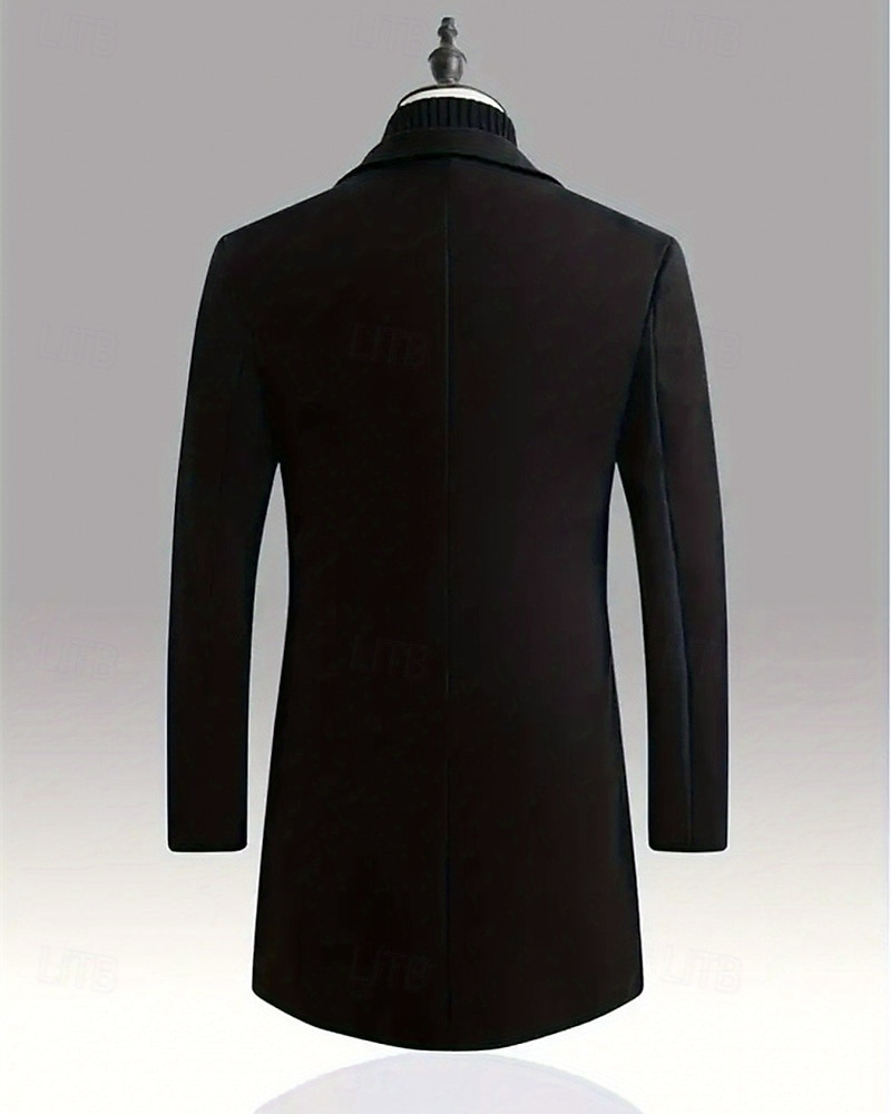 Pánské Kabát Trenčkot Dlouhý trenčkot Dovolená Denní Podzim Zima Polyester Větruvzdorné Zahřívací Svrchní oděvy Oblečení Módní Klasické Bez vzoru Kapsy Klopa Jednořadové sako s jedním knoflíkem 2025 - $36.99 –P11