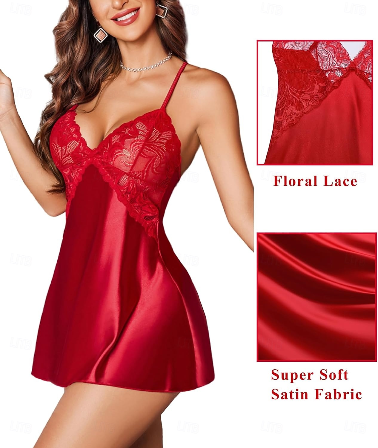 Camisola Babydoll Lingerie Vestido de Malha e Renda Roupa Noturna Fancy para Adultos Novo Ano Festa de Casa Presente de Dia dos Namorados para Ela de 2026 por $20.99 –P2