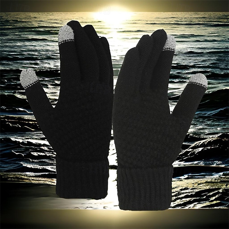 Męskie 1 para Czubki palców Rękawiczki zimowe Dziane rękawiczki Rękawiczki bez palców Moda Nowoczesny Rękawiczki Keep Warm Dzierganie Kolorowy blok Jesień Czarny Biały Żółty Rumiany róż 2026 - $9.49 –P2