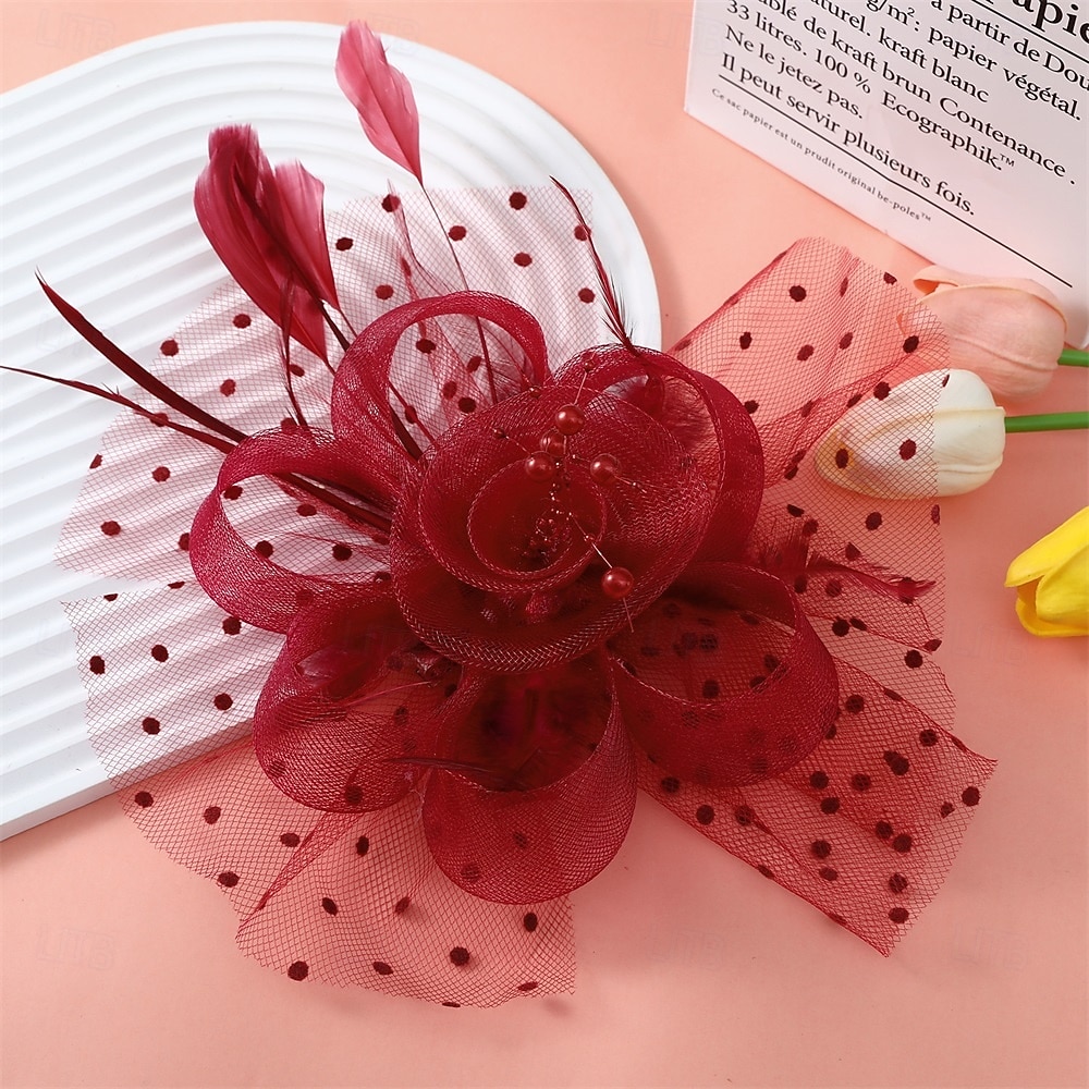 fascinators Tyll Fedora Bryllup Te Fest Hesteløp cocktail Elegant Årgang Enkel Med Fjær Hodeplagg Hodeplagg 2026 - $17.49 –P12