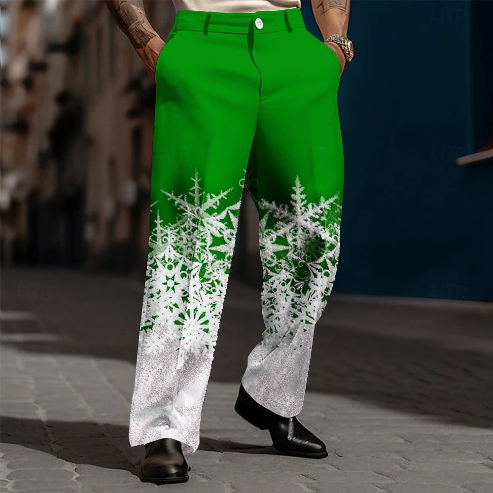 Christmas Men's Snowflake Gradient Color Trousers Dress Pants Suit Pants Mid Waist Fashion Casual Party Holiday Christmas Men's Snowflake Gradient Color Trousers Dress Pants Suit Pants Mid Waist Fashion Casual Party Holiday