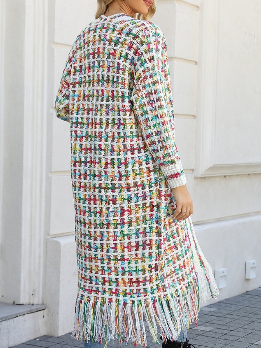 Per donna Felpa Cardigan Elegante Moda Streetwear Plaid A Coste Aperto davanti Nappa Lavorato a maglia Manica Lunga Top lunghi Maglia All'aperto Quotidiano Weekend Nero Giallo Primavera Autunno del 2025 a $55.99 –P11