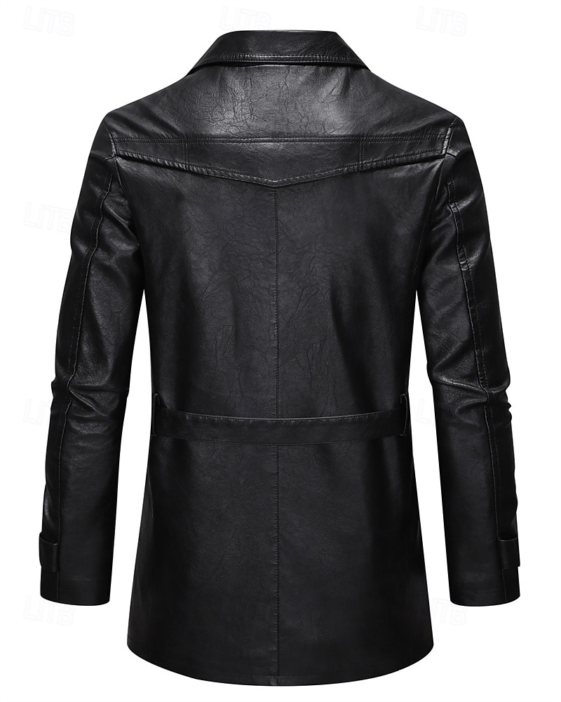 Herren Kunstlederjacke Bikerjacke Motorradjacke Urlaub Täglich Winddicht Warm Tasche Frühling Herbst Einfach Mode Klassisch Revers Regulär Schwarz Kaffee Jacken 2026 - $75.99 –P15