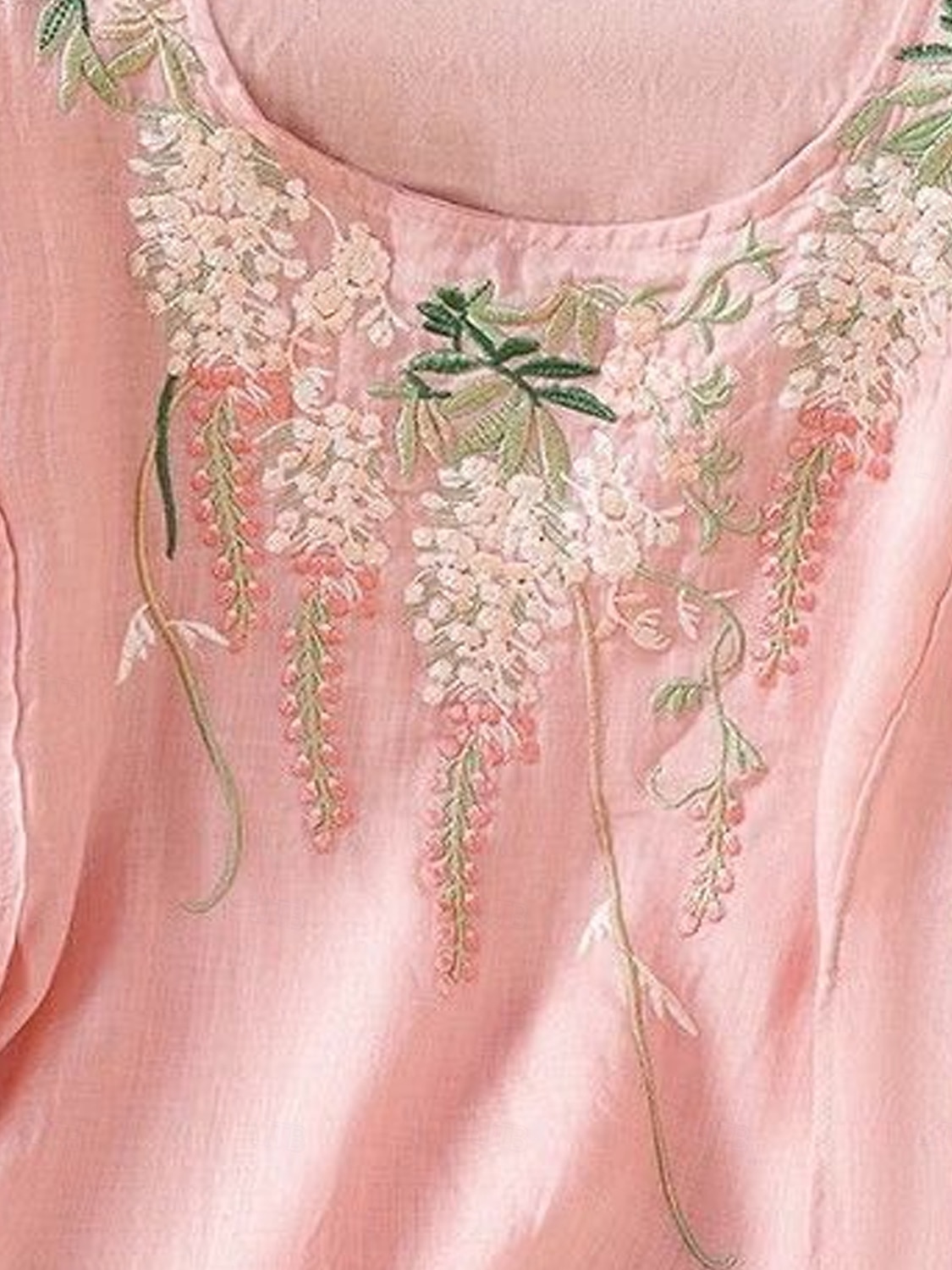 Mujer Tallas pequeñas Camisa Bordado Plano Bohemia Estilo lindo Elegante Media Manga Manga Farol Escote Redondo Tops regulares Diario Noche Fin de semana Blanco Verde Claro Rosa Verano 2026 - $22.99 –P7